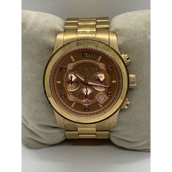 Michael Kors Runway MK8096 Men Rose Gold Stainless Steel Analog Dial Watch EY303 - Picture 1 of 12